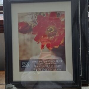 Studio Decor Black Frame with Cream Mat and Red Floral Print